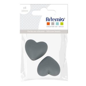 Artemio 2 Perles Silicone Coeur – 29 X 19 X 12 Mm – Gris 6