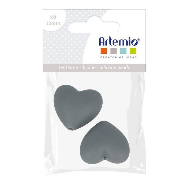 Artemio 2 Perles Silicone Coeur – 29 X 19 X 12 Mm – Gris 3