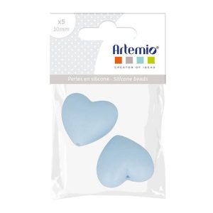 Artemio 2 Perles Silicone Coeur – 29 X 19 X 12 Mm – Bleu Pastel 6