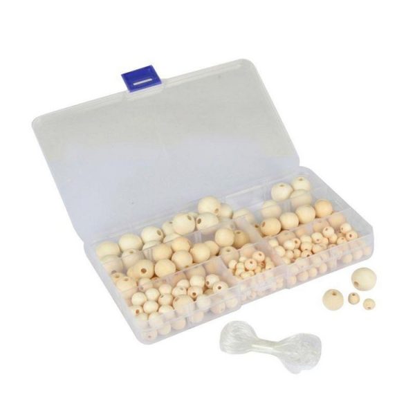 Paris Prix Lot De 220 Perles Rondes Boîte 1,6cm Naturel 1
