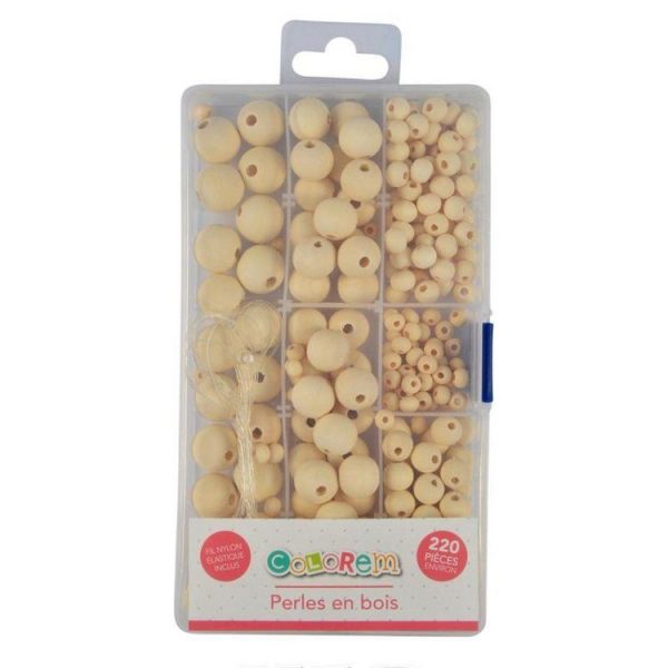 Paris Prix Lot De 220 Perles Rondes Boîte 1,6cm Naturel 3
