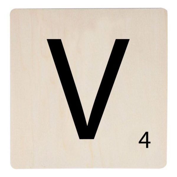 Paris Prix Décoration Murale En Bois Lettre V 15x15cm Naturel 1