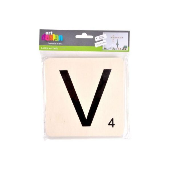 Paris Prix Décoration Murale En Bois Lettre V 15x15cm Naturel 3