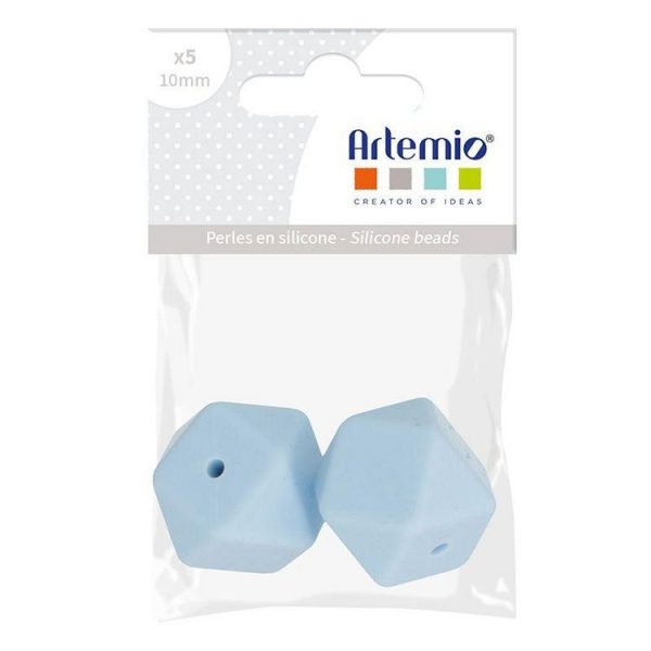 Artemio 2 Perles Silicone Hexagonales – 17 Mm – Bleu Pastel 1