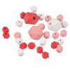 Paris Prix Lot De 27 Perles En Bois Diamant 1-2cm Corail & Blanc 8
