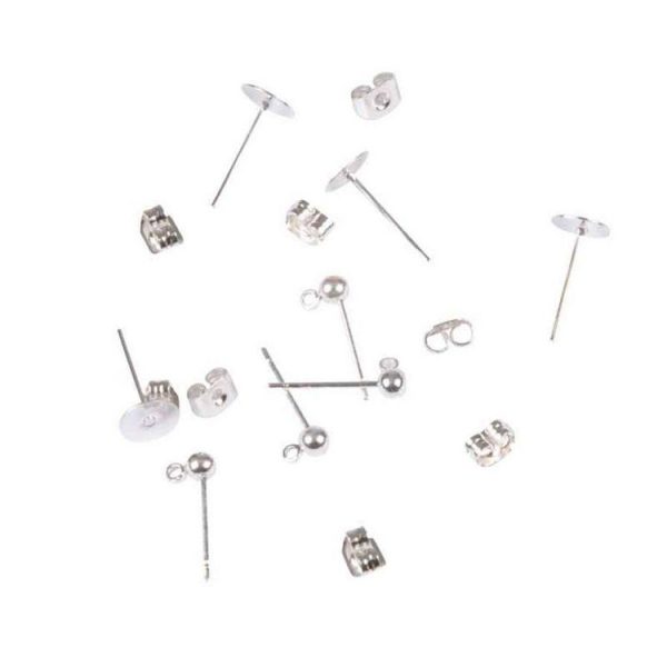 Paris Prix Lot De 8 Clous D’Oreille Anneau & Disque 1cm Argent 1