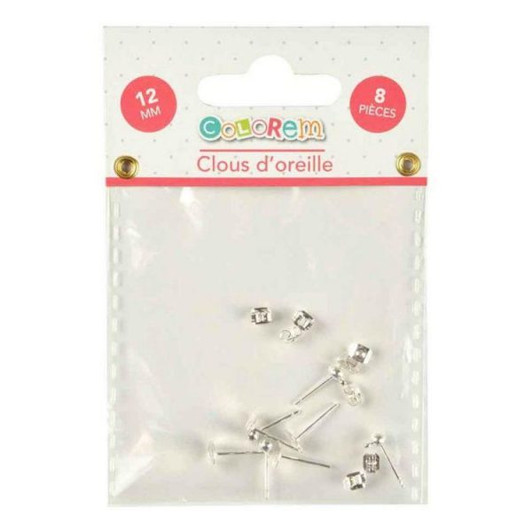 Paris Prix Lot De 8 Clous D’Oreille Anneau & Disque 1cm Argent 3