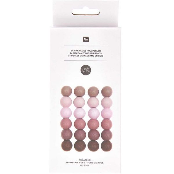 Youdoit 24 Perles Rondes – Bois Tons Roses – 25 Mm 1