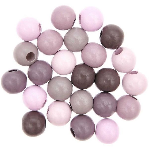 Youdoit 24 Perles Rondes – Bois Tons Roses – 25 Mm 4