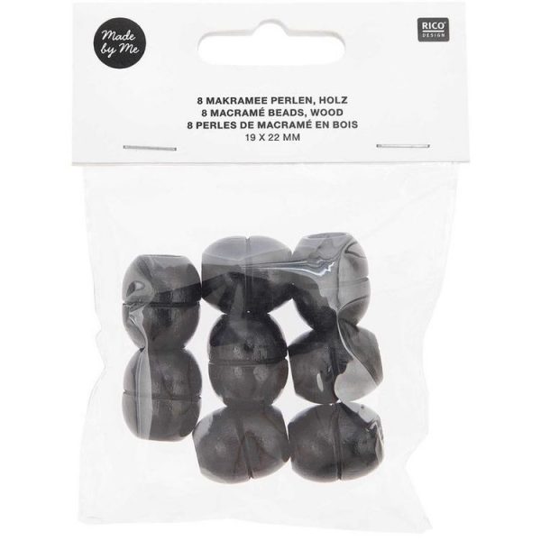 Youdoit 8 Perles Rondes Fantaisies – Bois Noir – 22 Mm 1
