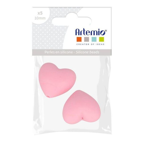 Artemio 2 Perles Silicone Coeur – 29 X 19 X 12 Mm – Rose 1