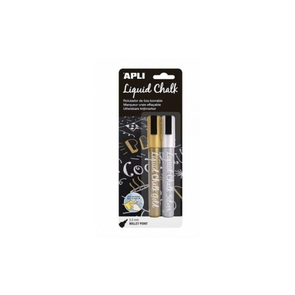 Apli Agipa Marqueur Craie Effacable Or Et Argent 1