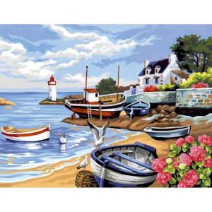 PICWICTOYS Peinture Par Numéro Rivage Breton 30 X 40 Cm 6