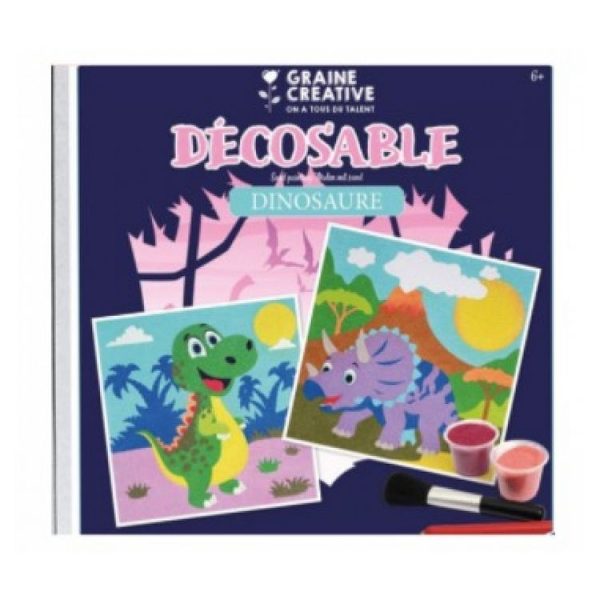Graine Créative Kit Deco Sable Dinosaure Pinceau Et Sable 1