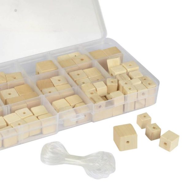 Homea Décoration Bijouterie Créative 85 Perles En Bois Cubes 3