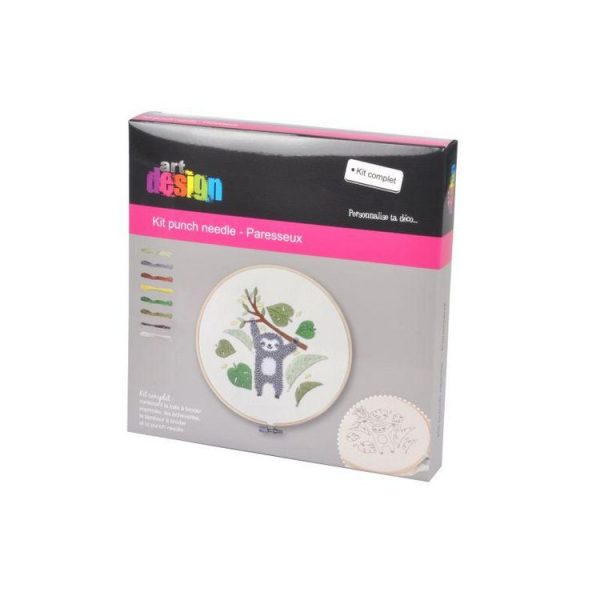 Paris Prix Kit Complet Punch Needle Paresseux 21cm Blanc 4
