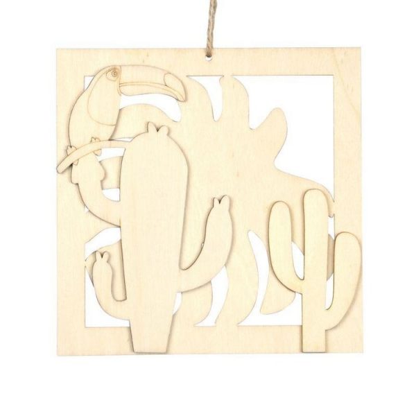 Paris Prix Décoration En Bois Cactus & Toucan 15cm Naturel 1